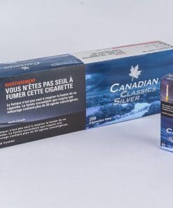 A Carton of Canadian Classics Silver Cigarettes Next to a Pack