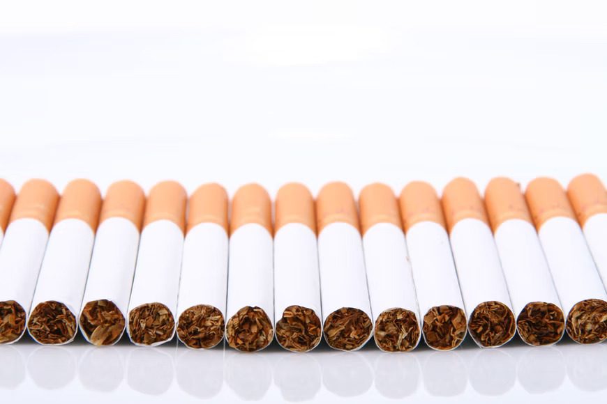 A Row of Single Cigarettes