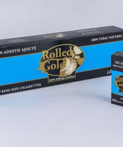 A Carton of Rolled Gold Lights King Size Cigarettes Next to a Pack